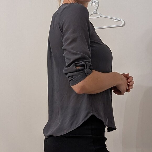 H&M, 3/4 sleeve, Blouse, dark gray, size 2 - Picture 4 of 9